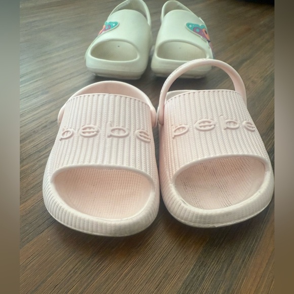 Toddler Girl’s Slide Sandals, Lot of Two Pair, Butterly Pink Ivory, size 5 - Picture 4 of 6